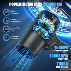 Turbo Jet Air Blower Cordless 48V || Powerful Handheld Blower with Battery & Charger | 300,000 RPM High-Speed Motor | Leaf, Snow & Dust Blower for Outdoor & Indoor Use