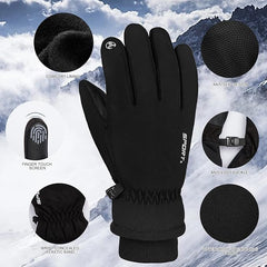 Warm Gloves Windproof Touch Screen Waterproof Palm Antislip Ski Gloves Thickened Cycling Gloves Elastic Band Anti loss buckle