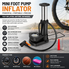 Foot Air Pump With Air Pressure Gauge Portable Mini for Bicycle,Bike,Motorcycle,Car,Football / Mini air pump