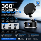 Vacuum Magnetic Suction Phone Holder, Retractable Folding Mobile Phone Stand, 360° Rotatable Suction Cup Phone Mount, Stand Magnetic Cell Phone Holder for Car/Gym/Mirror/Smooth Surface