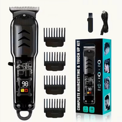 1pc Men'S Hair Clipper, Professional Seamless T-Blade Electric Shaver Trimming Set, Wireless USB Charging with LCD Display, Men'S Gift, Birthday and 12.12 live