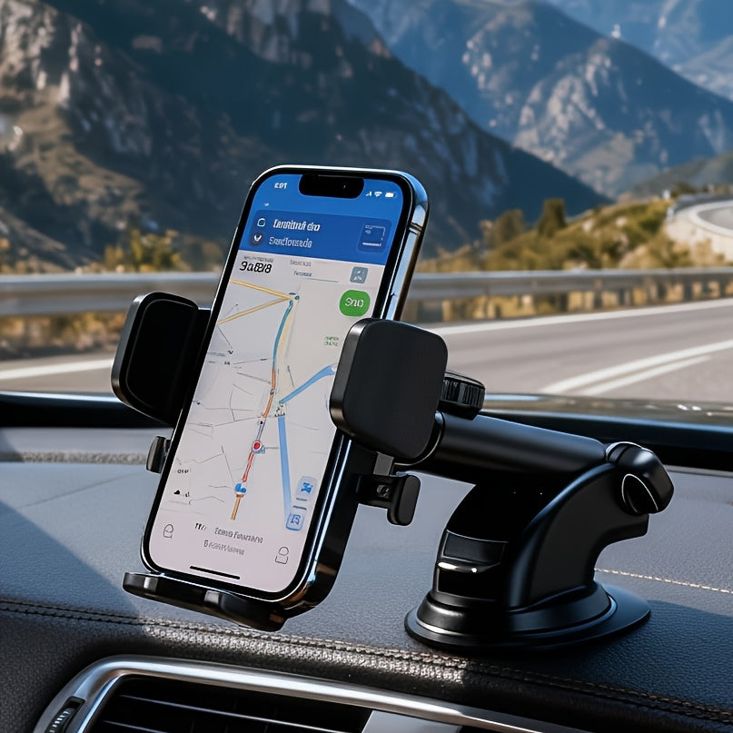 Car Dashboard Phone Mount, Upgraded Triangle Lock And Vacuum Suction Cup, Strong Adhesion, Retractable Long Arm Design, Horizontal And Vertical Screen Switching, Stable And Compatible with Various Smartphones