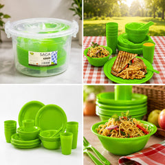 Make every picnic memorable with the Saga Picnic Set! This 37-piece picnic set includes everything you need for outdoor dining. Durable, lightweight, food-grade, and perfect for family gatherings, picnics, camping, and travel