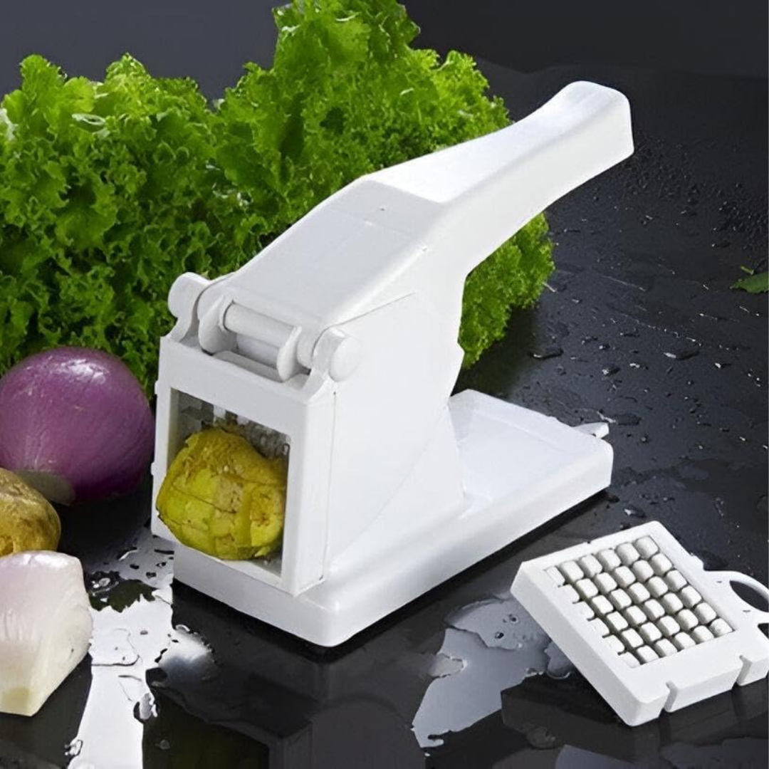 Coupe-Frites Manual French Fries Cutter – Stainless Steel Blades with 2 Interchangeable Grids