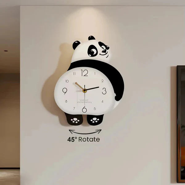 "Adorable Panda Wall Clock – Cute Cartoon Design for Kids' Room"