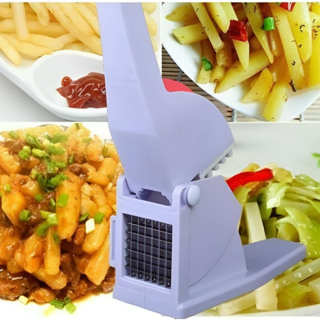 Coupe-Frites Manual French Fries Cutter – Stainless Steel Blades with 2 Interchangeable Grids
