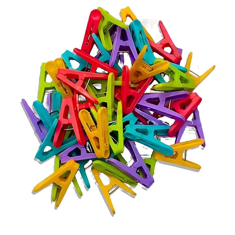 Small Colorful Plastic Clothes Clips | Everyday Laundry Pegs | Kapde Sukhane Wali Clip | Compact & Strong Grip | Indoor & Outdoor Use (100 Pegs)