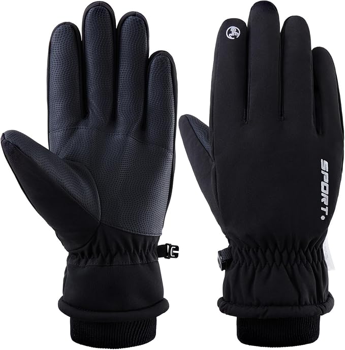 Warm Gloves Windproof Touch Screen Waterproof Palm Antislip Ski Gloves Thickened Cycling Gloves Elastic Band Anti loss buckle
