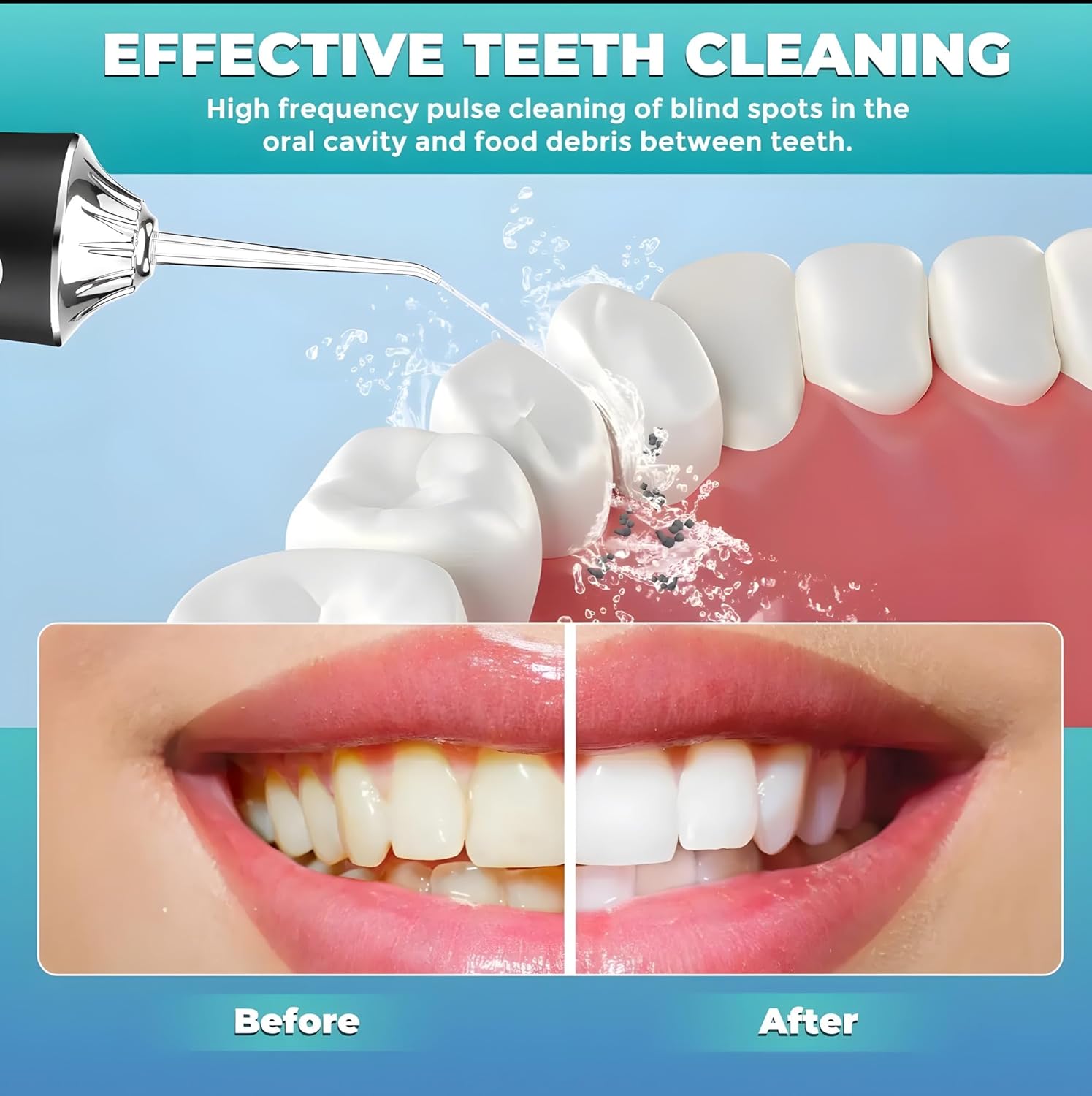 Water Flosser Portable Dental Water Jet Oral Teeth Irrigator Waterproof Tooth Cleaner Water Flosser Oral Flosser 3 Modes And 4 Nozzels
