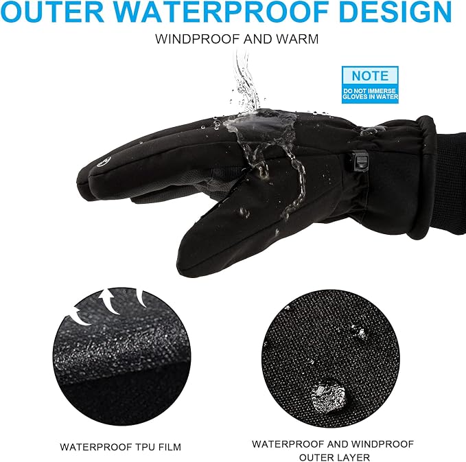 Warm Gloves Windproof Touch Screen Waterproof Palm Antislip Ski Gloves Thickened Cycling Gloves Elastic Band Anti loss buckle