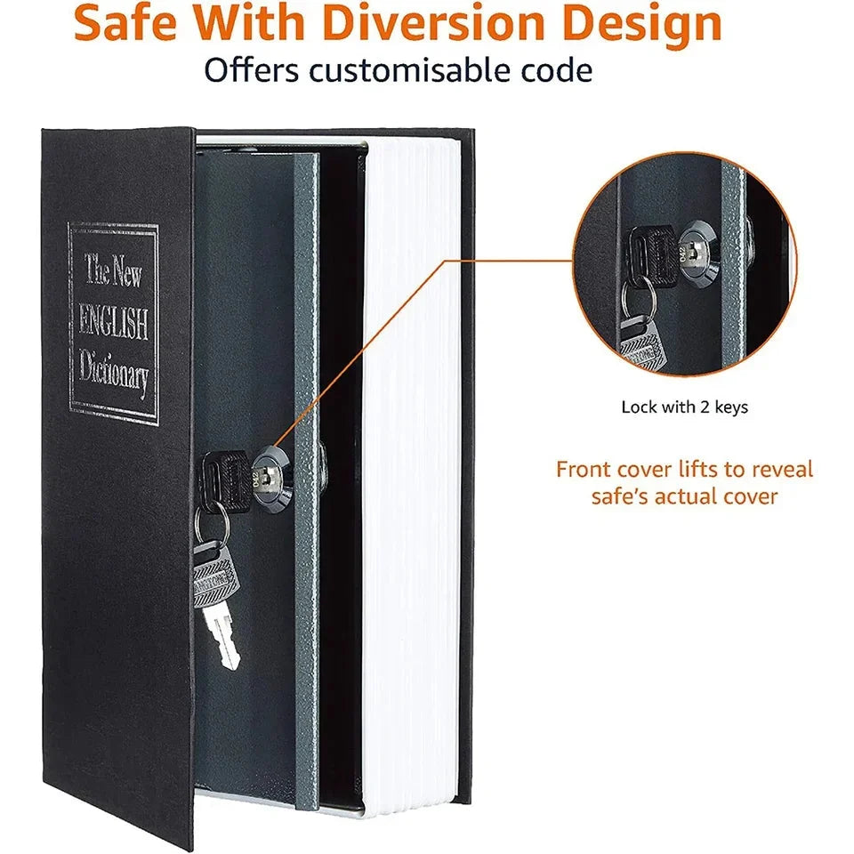 Hidden Book Safe Teejori by Shopzone, a realistic book with a secret compartment for valuables, placed on a wooden surface.