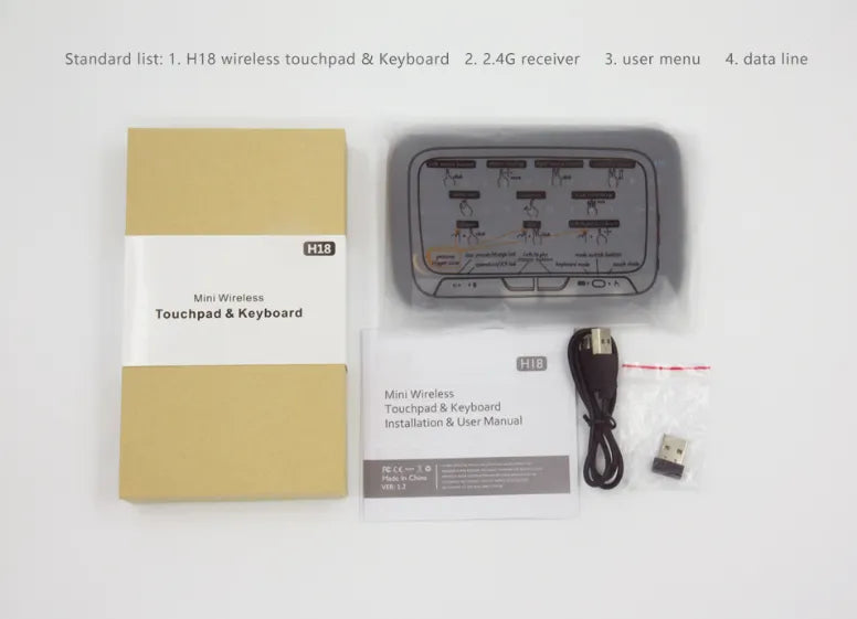 H18+ 2.4Ghz Wireless Keyboard Full Touchpad Backlight Keyboard