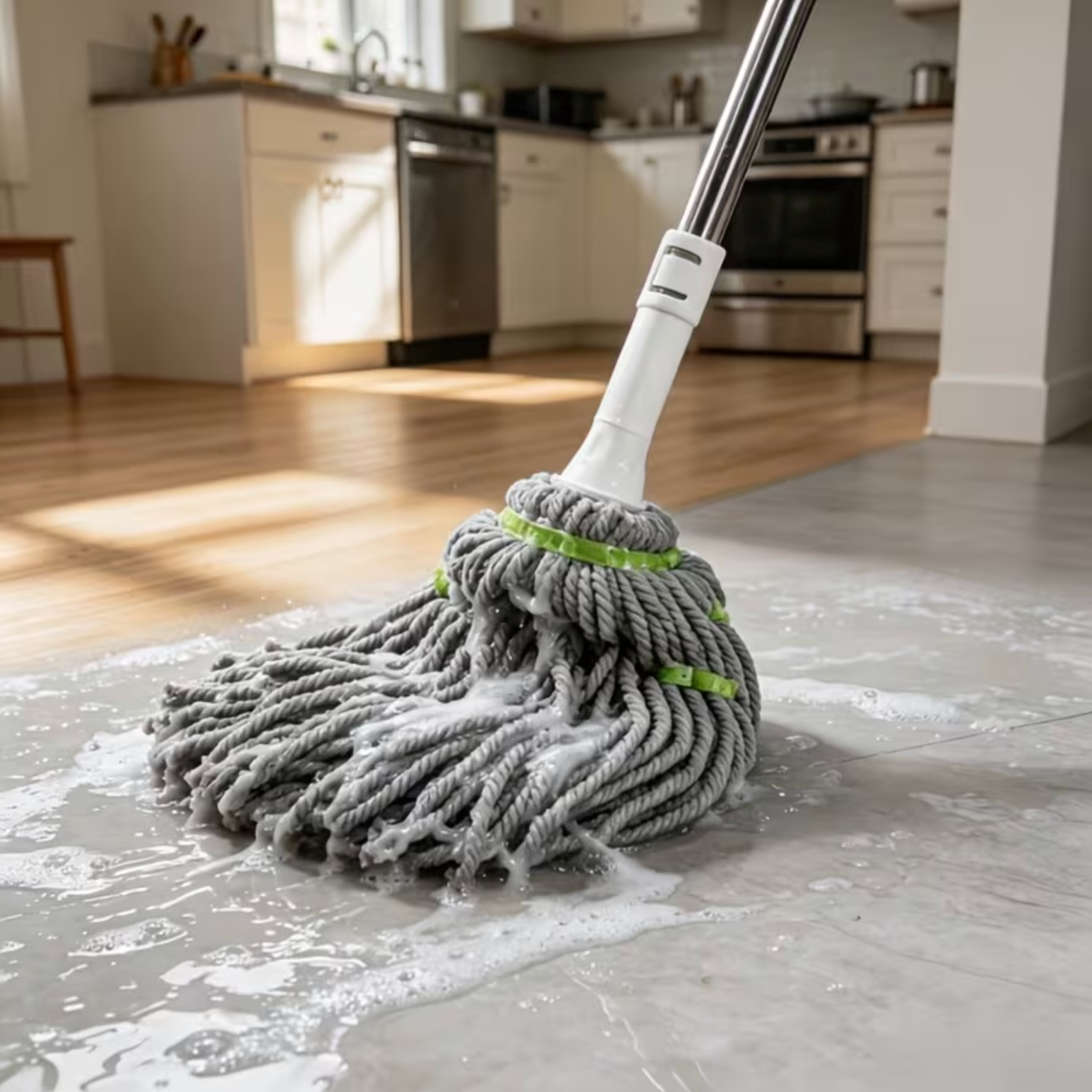 No Hand Wash Self-Twist Microfiber Mop, Large 50Cm High Absorbent Head with Telescopic Pole, Wet Dry Floor Cleaning Mop for Household Hardwood Kitchen Bedroom Use