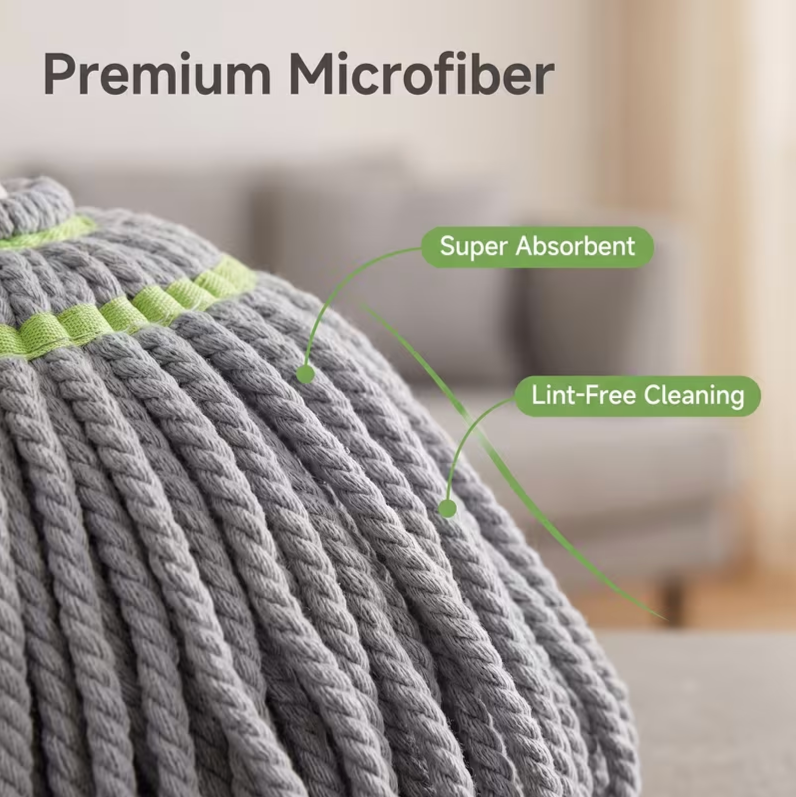 No Hand Wash Self-Twist Microfiber Mop, Large 50Cm High Absorbent Head with Telescopic Pole, Wet Dry Floor Cleaning Mop for Household Hardwood Kitchen Bedroom Use