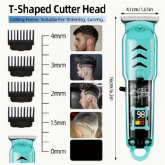 1pc Men'S Hair Clipper, Professional Seamless T-Blade Electric Shaver Trimming Set, Wireless USB Charging with LCD Display, Men'S Gift, Birthday and 12.12 live