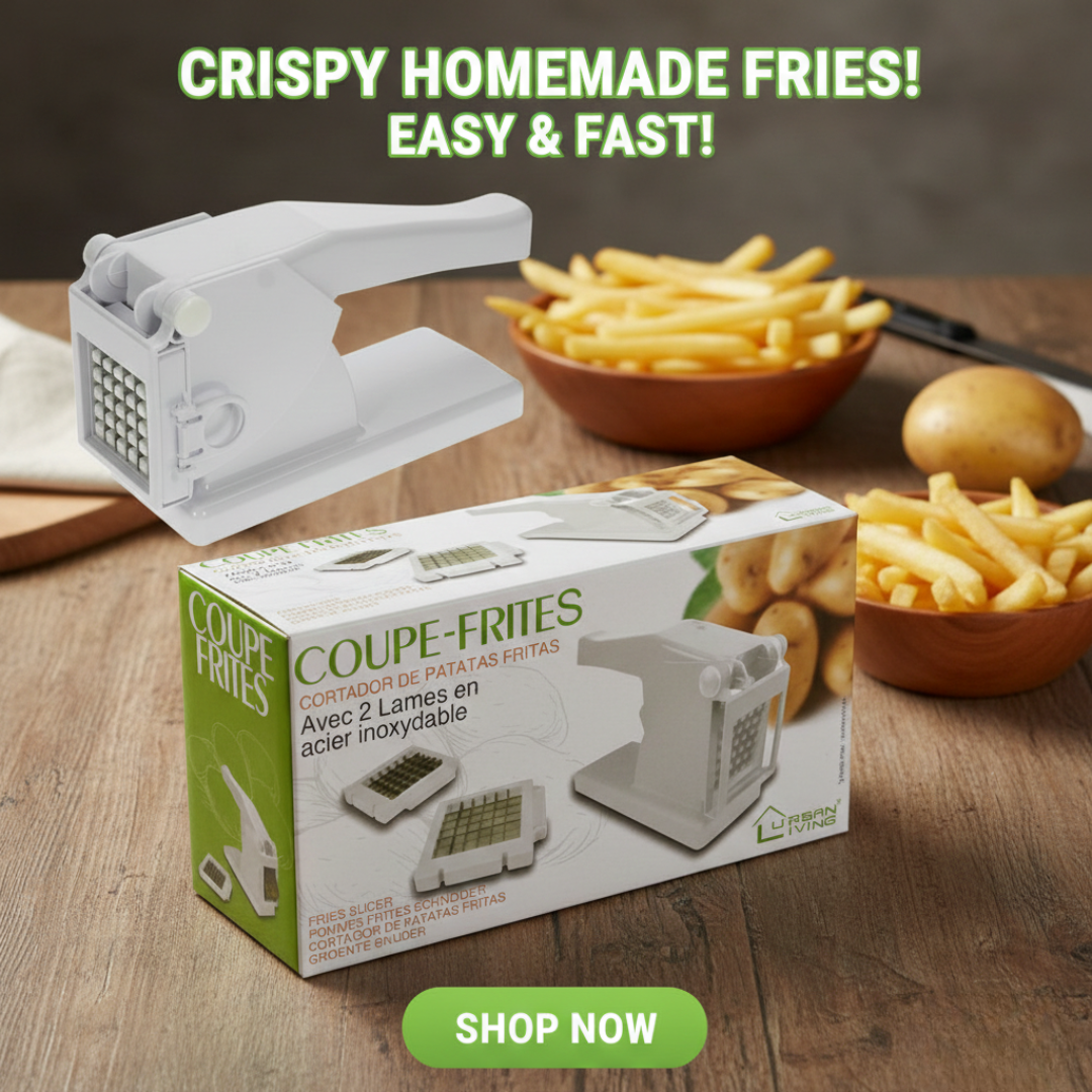 Coupe-Frites Manual French Fries Cutter – Stainless Steel Blades with 2 Interchangeable Grids