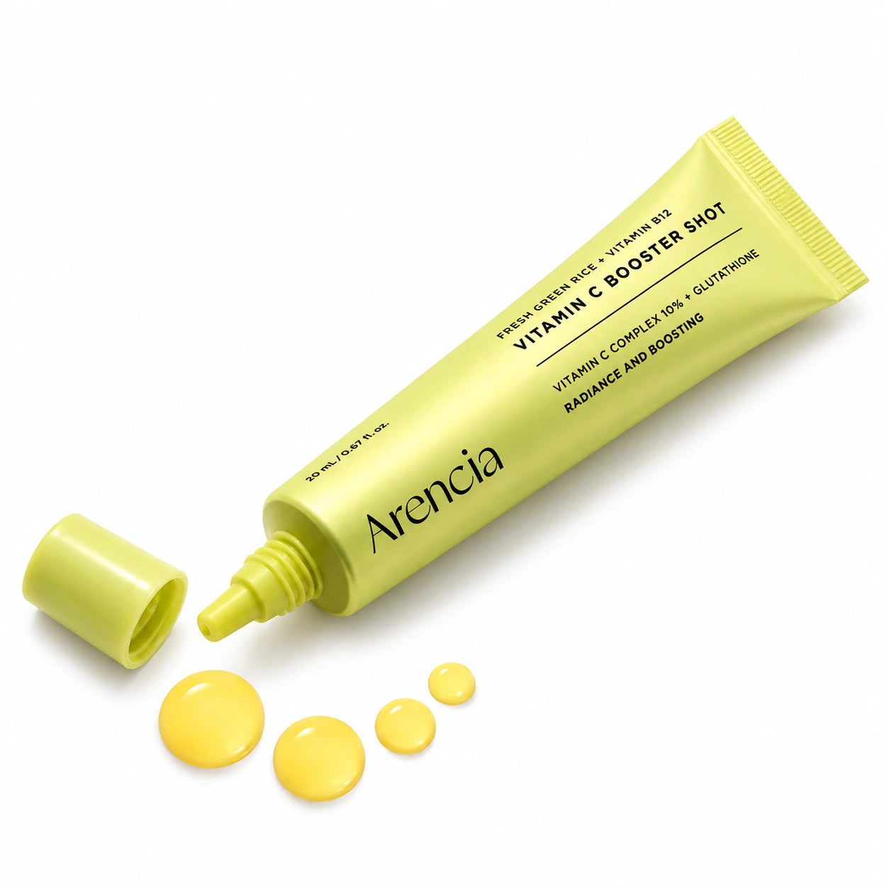 Premium Vitamin C Booster Shot cream product in high-definition studio photography.