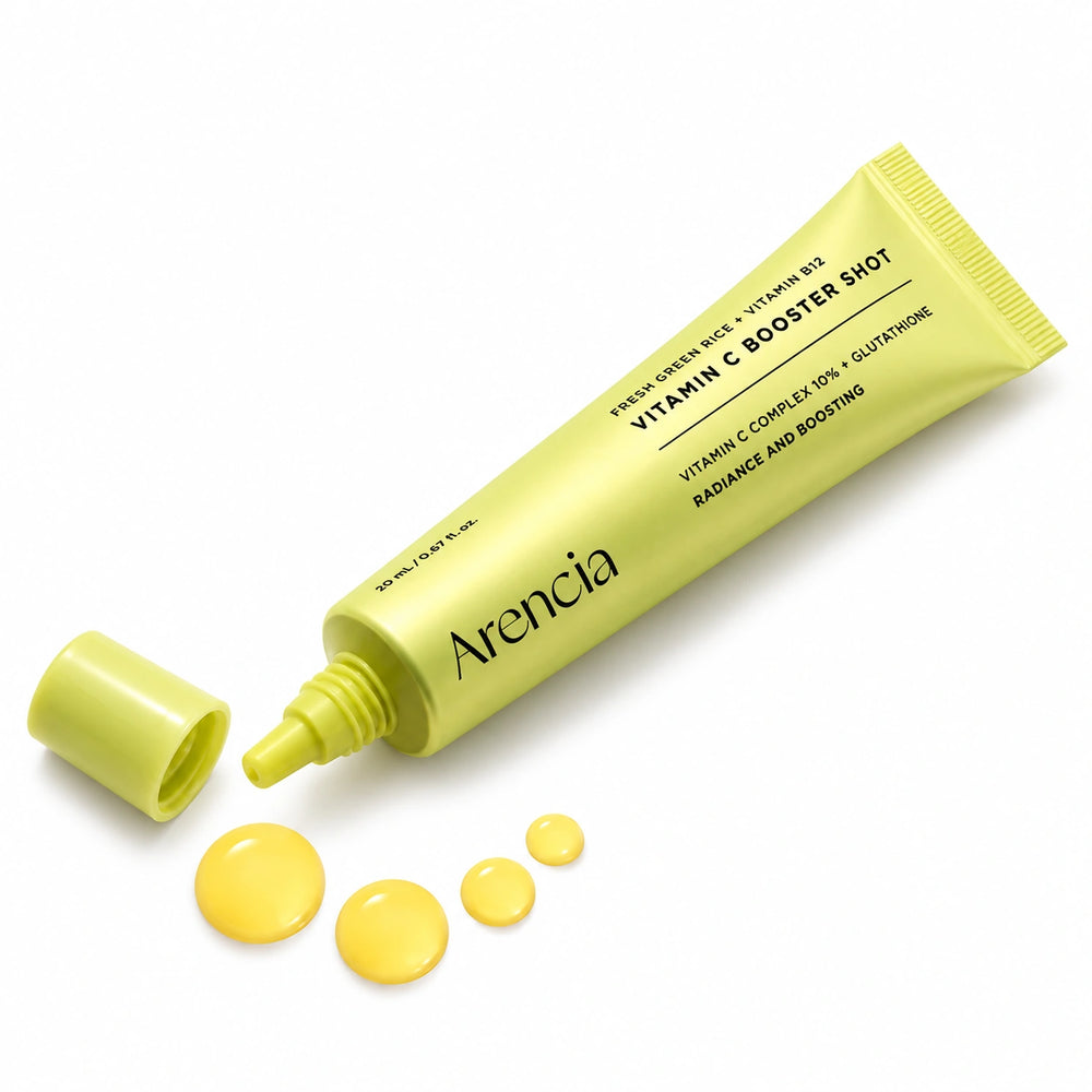 Premium Vitamin C Booster Shot cream product in high-definition studio photography.