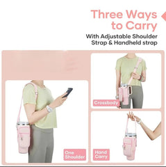 40oz Tumbler Carrier Bag with Phone Pocket – Adjustable Shoulder Strap Water Bottle Holder