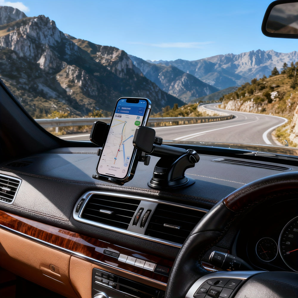 Car Dashboard Phone Mount, Upgraded Triangle Lock And Vacuum Suction Cup, Strong Adhesion, Retractable Long Arm Design, Horizontal And Vertical Screen Switching, Stable And Compatible with Various Smartphones
