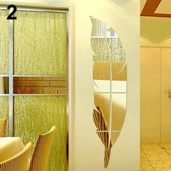 Modern Removable Feather DIY Acrylic Mirror Wall Sticker Home Room Decoration.