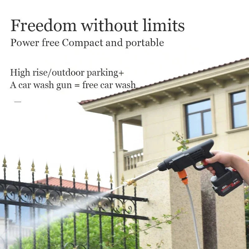 Rechargeable Portable Powerful High Pressure Water Spray Gun 48VF Lithium Cordless Wireless Car Wash Water Jet Foam Gun Car Wash - AlifdukanAlifdukan types here :)