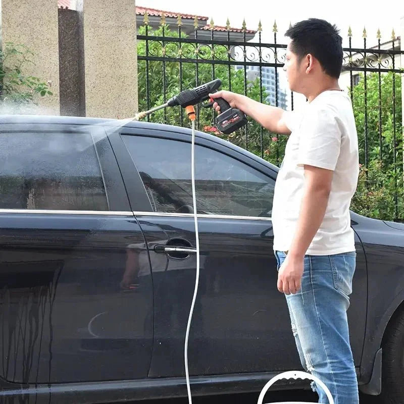 Rechargeable Portable Powerful High Pressure Water Spray Gun 48VF Lithium Cordless Wireless Car Wash Water Jet Foam Gun Car Wash - AlifdukanAlifdukan types here :)