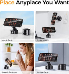 Vacuum Magnetic Suction Phone Holder, Retractable Folding Mobile Phone Stand, 360° Rotatable Suction Cup Phone Mount, Stand Magnetic Cell Phone Holder for Car/Gym/Mirror/Smooth Surface - AlifdukanPk Trendyhub types here :)