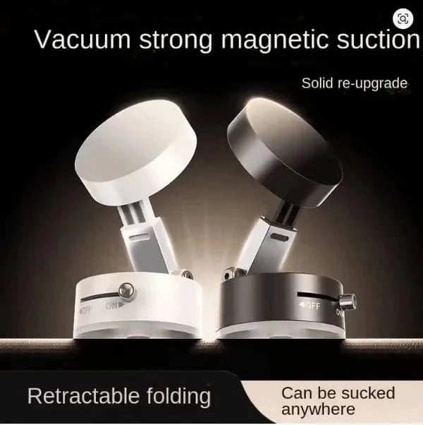 Vacuum Magnetic Suction Phone Holder, Retractable Folding Mobile Phone Stand, 360° Rotatable Suction Cup Phone Mount, Stand Magnetic Cell Phone Holder for Car/Gym/Mirror/Smooth Surface - AlifdukanPk Trendyhub types here :)